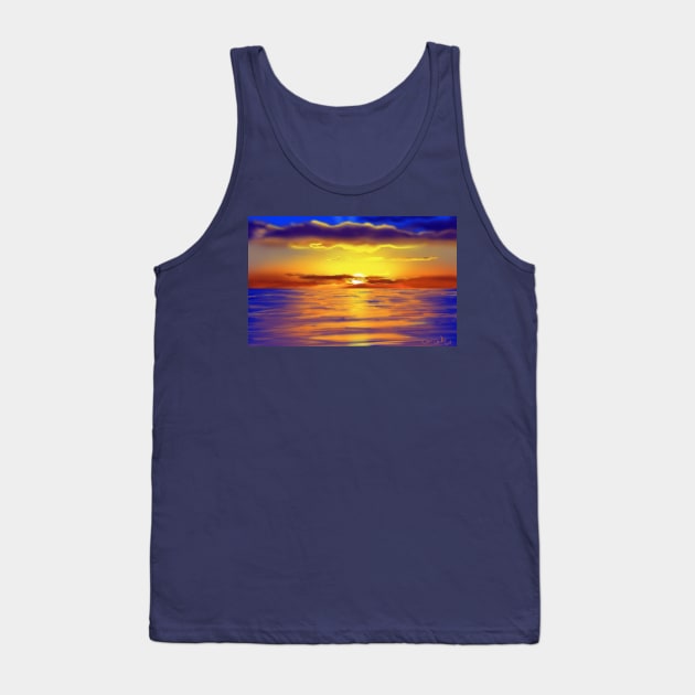 Airbrushed Ocean Sunset Tank Top by tooner96